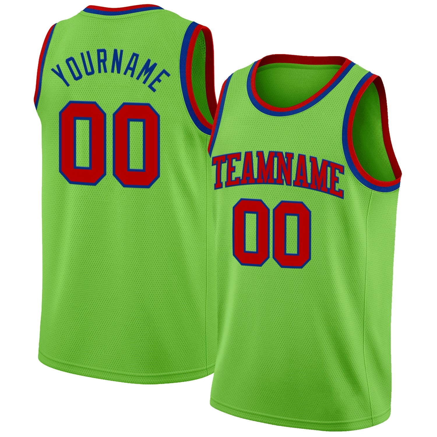 Custom Neon Green Red-Royal Authentic Basketball Jersey