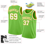 Custom Neon Green White-Gold Authentic Basketball Jersey