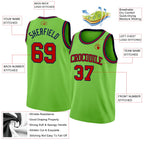Custom Neon Green Red-Navy Authentic Basketball Jersey