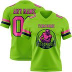 Custom Neon Green Pink-Navy Authentic Football Jersey