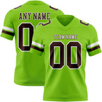 Custom Neon Green Brown-White Authentic Football Jersey