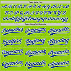 Custom Stitched Neon Green Royal-White Baseball Pullover Sweatshirt Hoodie