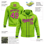 Custom Stitched Neon Green Pink-Navy Baseball Pullover Sweatshirt Hoodie