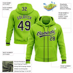 Custom Stitched Neon Green Black-White Baseball Pullover Sweatshirt Hoodie