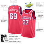 Custom Neon Pink White-Purple Authentic Basketball Jersey