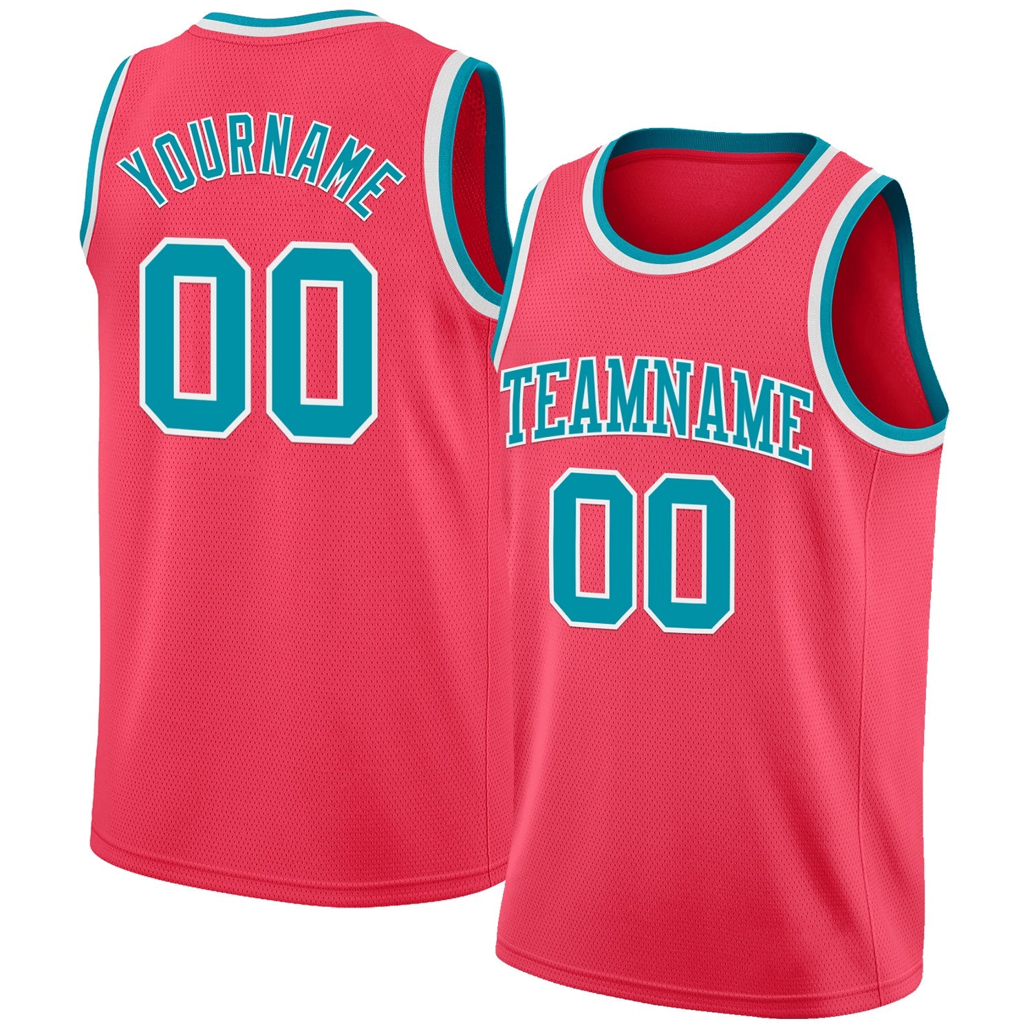 Custom Neon Pink Teal-White Authentic Basketball Jersey