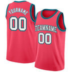 Custom Neon Pink White Black-Teal Authentic Basketball Jersey