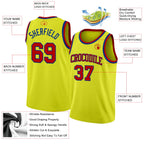 Custom Neon Yellow Red-Royal Authentic Basketball Jersey