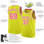 Custom Neon Yellow Pink-White Authentic Basketball Jersey