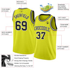 Custom Neon Yellow Black-White Authentic Basketball Jersey