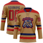 Custom Old Gold Red-Navy Hockey Lace Neck Jersey