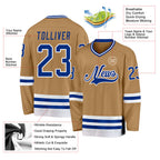 Custom Old Gold Royal-White Hockey Jersey