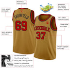 Custom Old Gold Red-Black Authentic Basketball Jersey