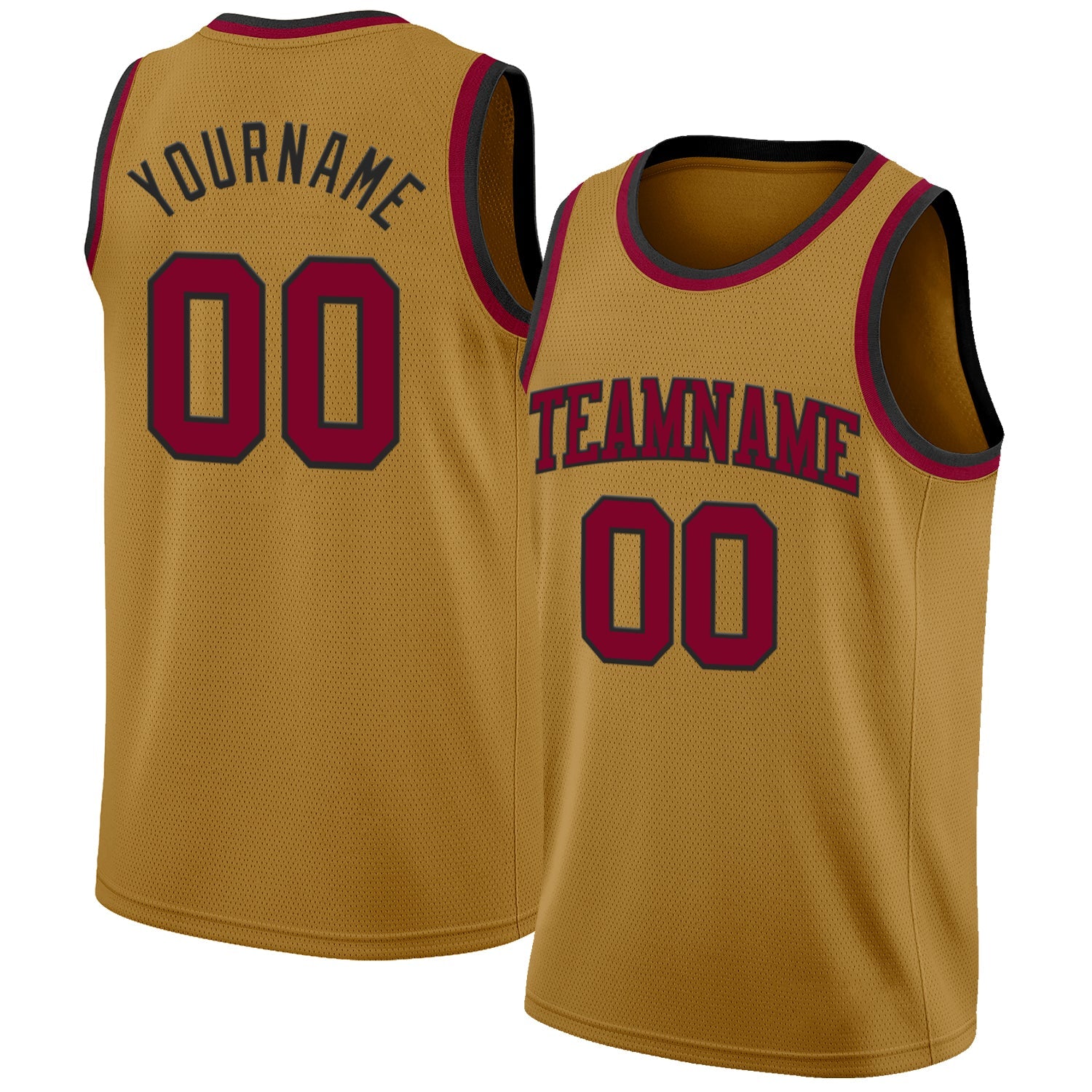 Custom Old Gold Maroon-Black Authentic Basketball Jersey