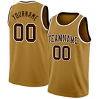 Custom Old Gold Brown-White Authentic Basketball Jersey