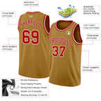 Custom Old Gold Red-White Authentic Basketball Jersey