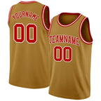Custom Old Gold Red-White Authentic Basketball Jersey
