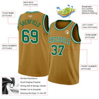Custom Old Gold Kelly Green-White Authentic Basketball Jersey