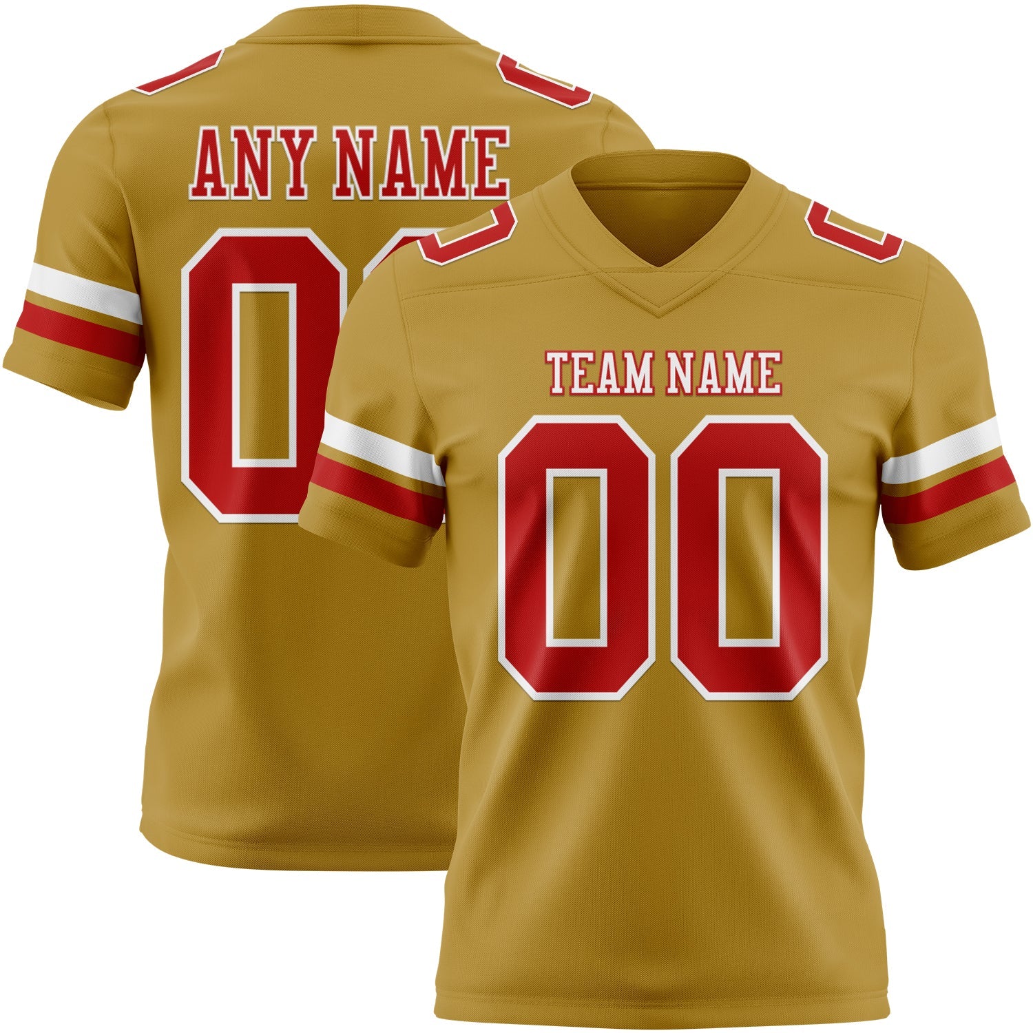 Custom Old Gold Red-White Authentic Football Jersey