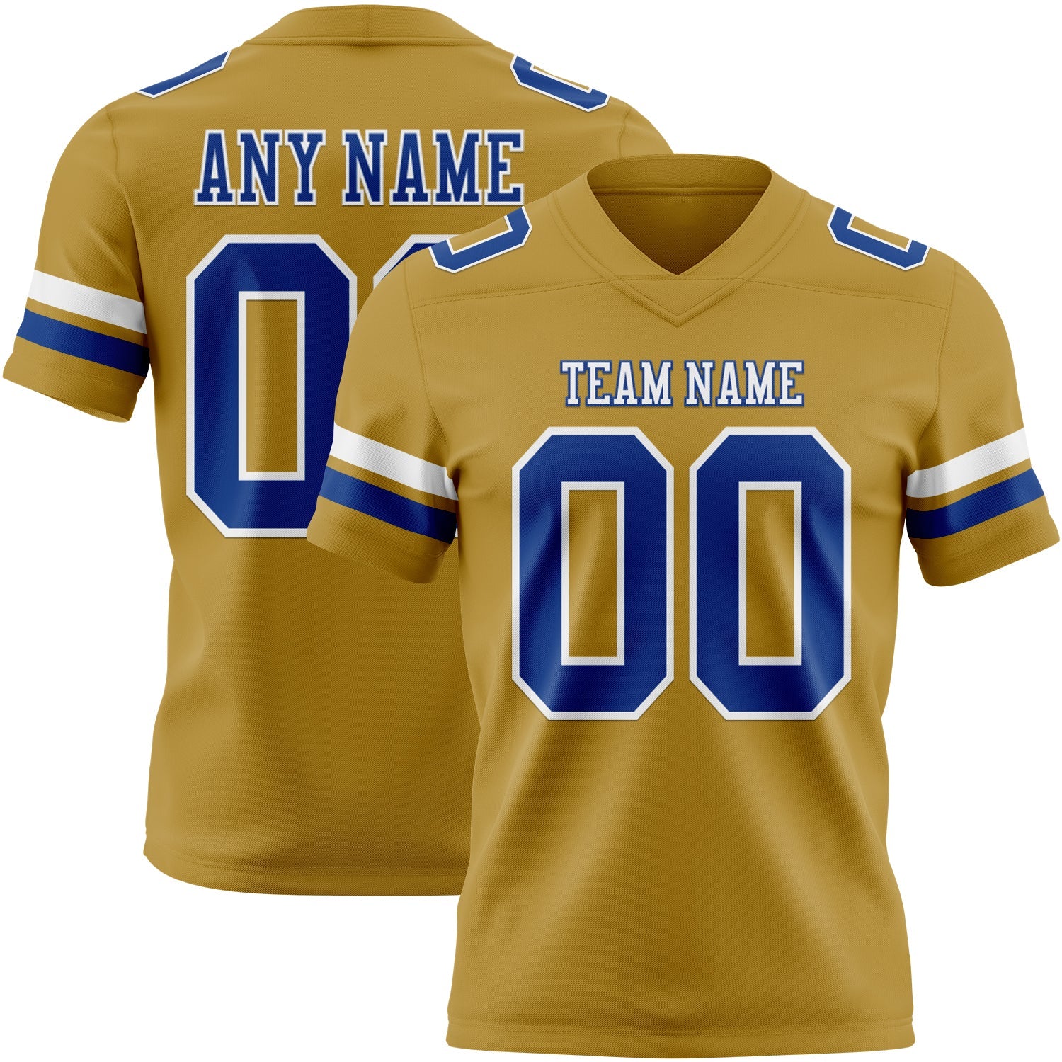 Custom Old Gold Royal-White Authentic Football Jersey