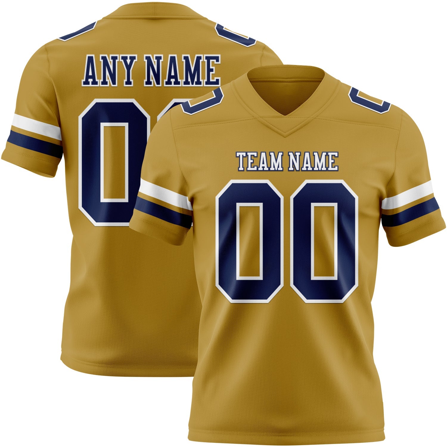 Custom Old Gold Navy-White Authentic Football Jersey