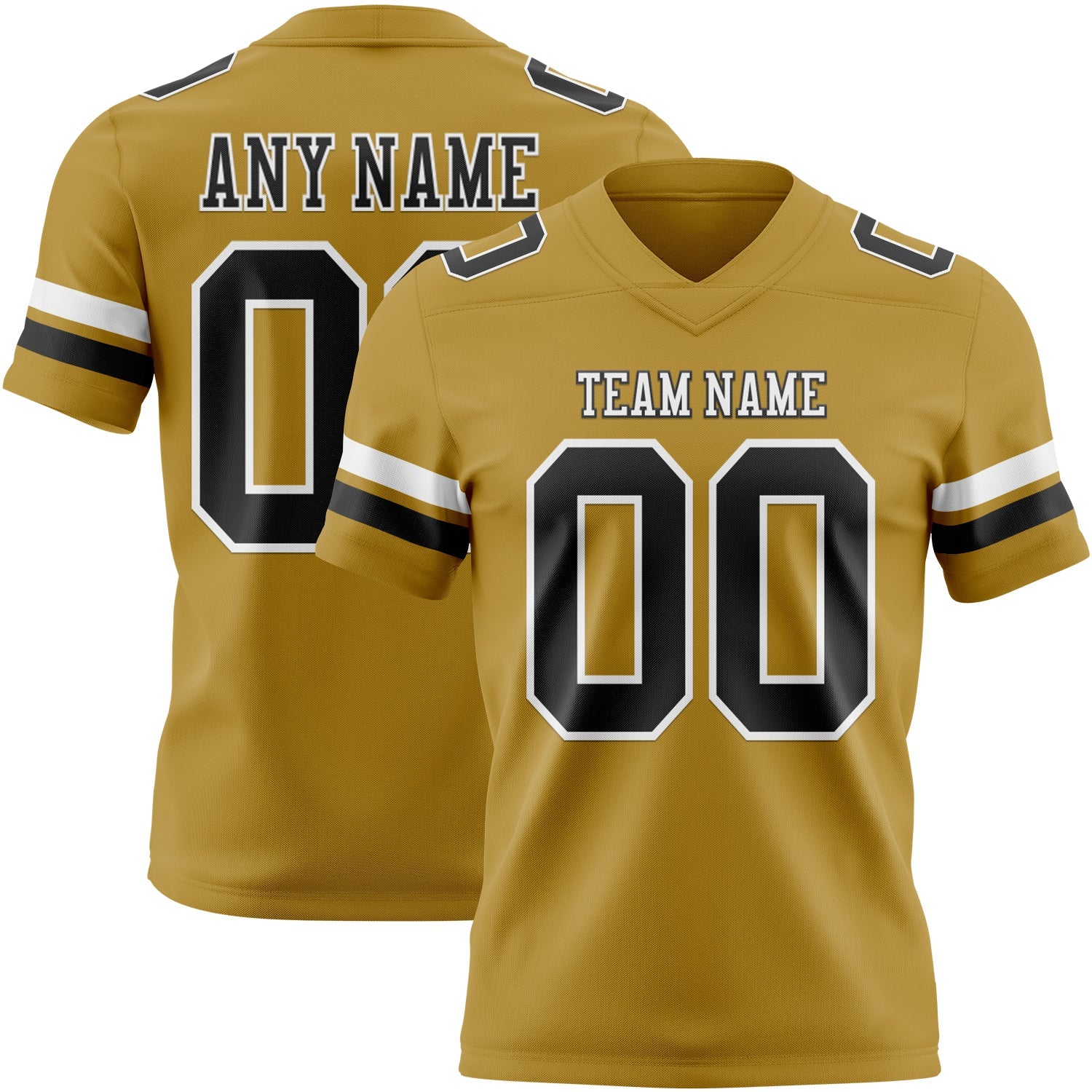 Custom Old Gold Black-White Authentic Football Jersey