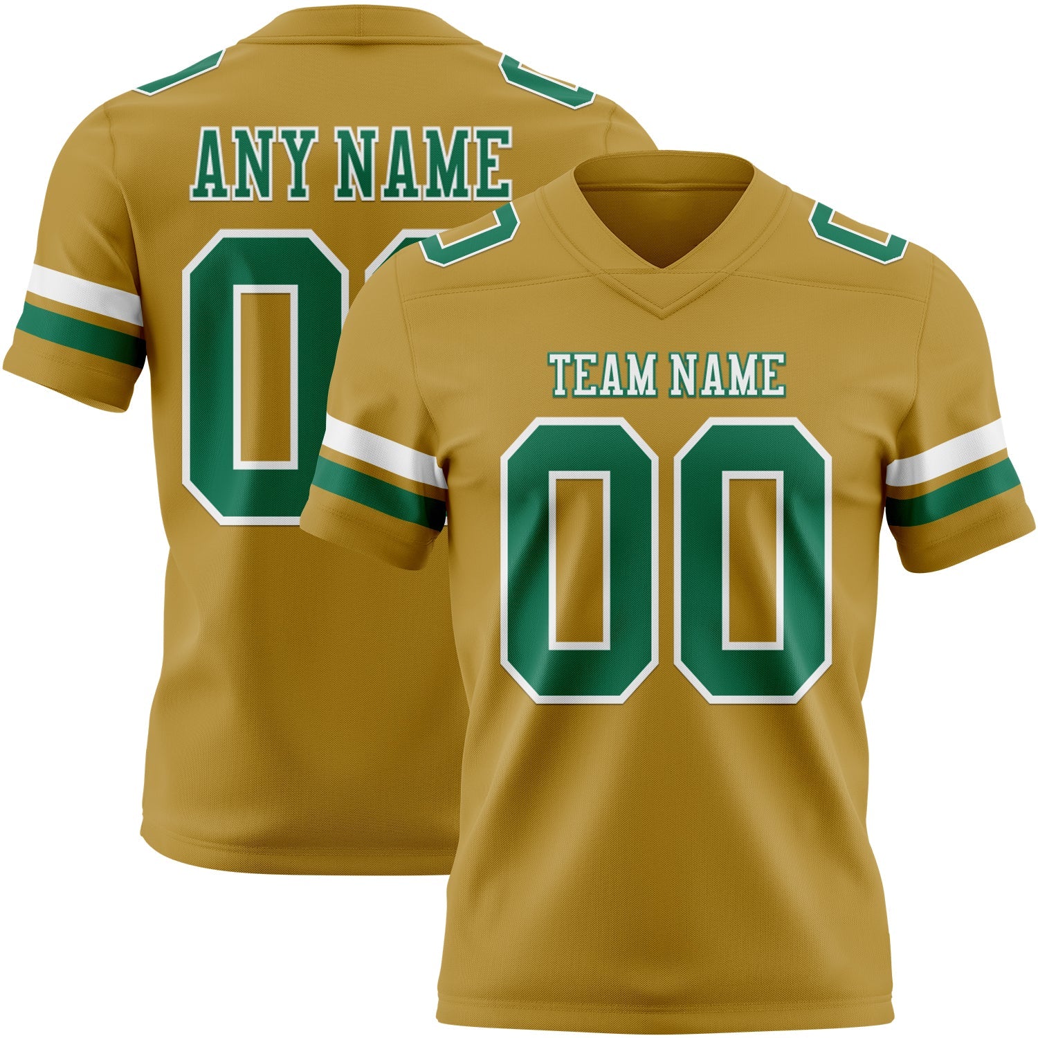 Custom Old Gold Kelly Green-White Authentic Football Jersey