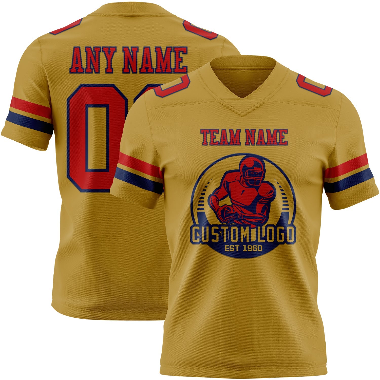 Custom Old Gold Red-Navy Authentic Football Jersey