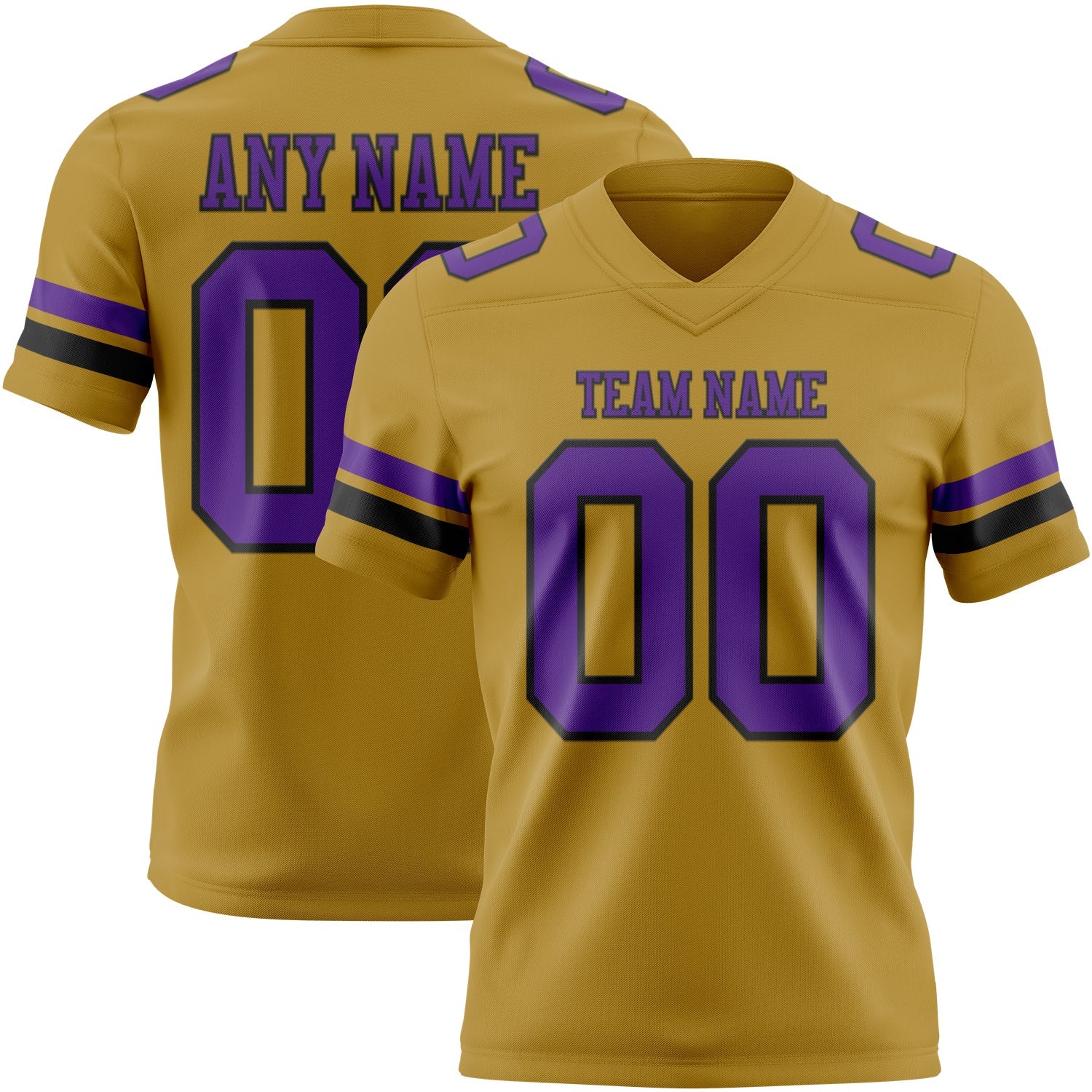 Custom Old Gold Purple-Black Authentic Football Jersey