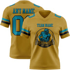 Custom Old Gold Teal-Black Authentic Football Jersey