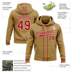 Custom Stitched Old Gold Red-White Baseball Pullover Sweatshirt Hoodie