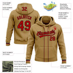 Custom Stitched Old Gold Red-Black Baseball Pullover Sweatshirt Hoodie