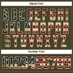 Custom Olive Vintage USA Flag Cream-Black Salute To Service Hockey Lace Neck Jersey