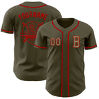 Custom Olive Camo-Red Authentic Salute To Service Baseball Jersey