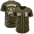 Custom Olive White-Old Gold Authentic Salute To Service Baseball Jersey
