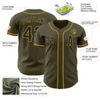 Custom Olive Black-Old Gold Authentic Salute To Service Baseball Jersey