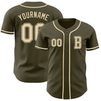 Custom Olive Cream Authentic Salute To Service Baseball Jersey