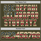 Custom Olive Vintage USA Flag Cream-Black Authentic Throwback Salute To Service Basketball Jersey