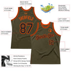 Custom Olive Black-Orange Authentic Throwback Salute To Service Basketball Jersey