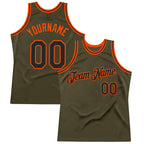 Custom Olive Black-Orange Authentic Throwback Salute To Service Basketball Jersey