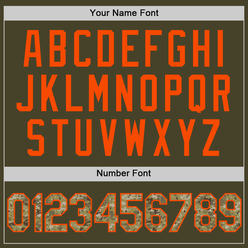 Custom Olive Camo Orange-Black Authentic Throwback Salute To Service Basketball Jersey