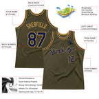 Custom Olive Navy-Old Gold Authentic Throwback Salute To Service Basketball Jersey