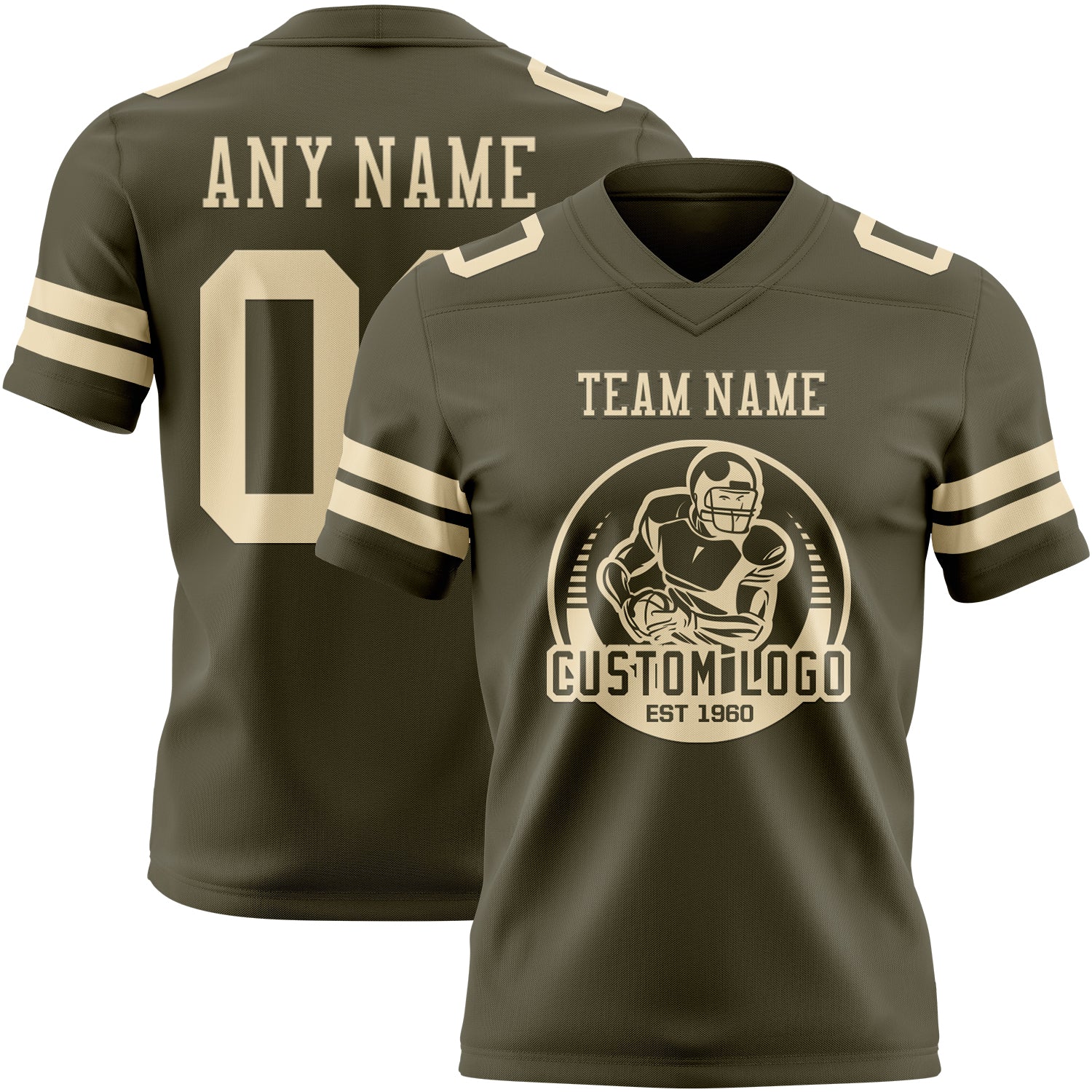 Custom Olive Cream Authentic Salute To Service Football Jersey