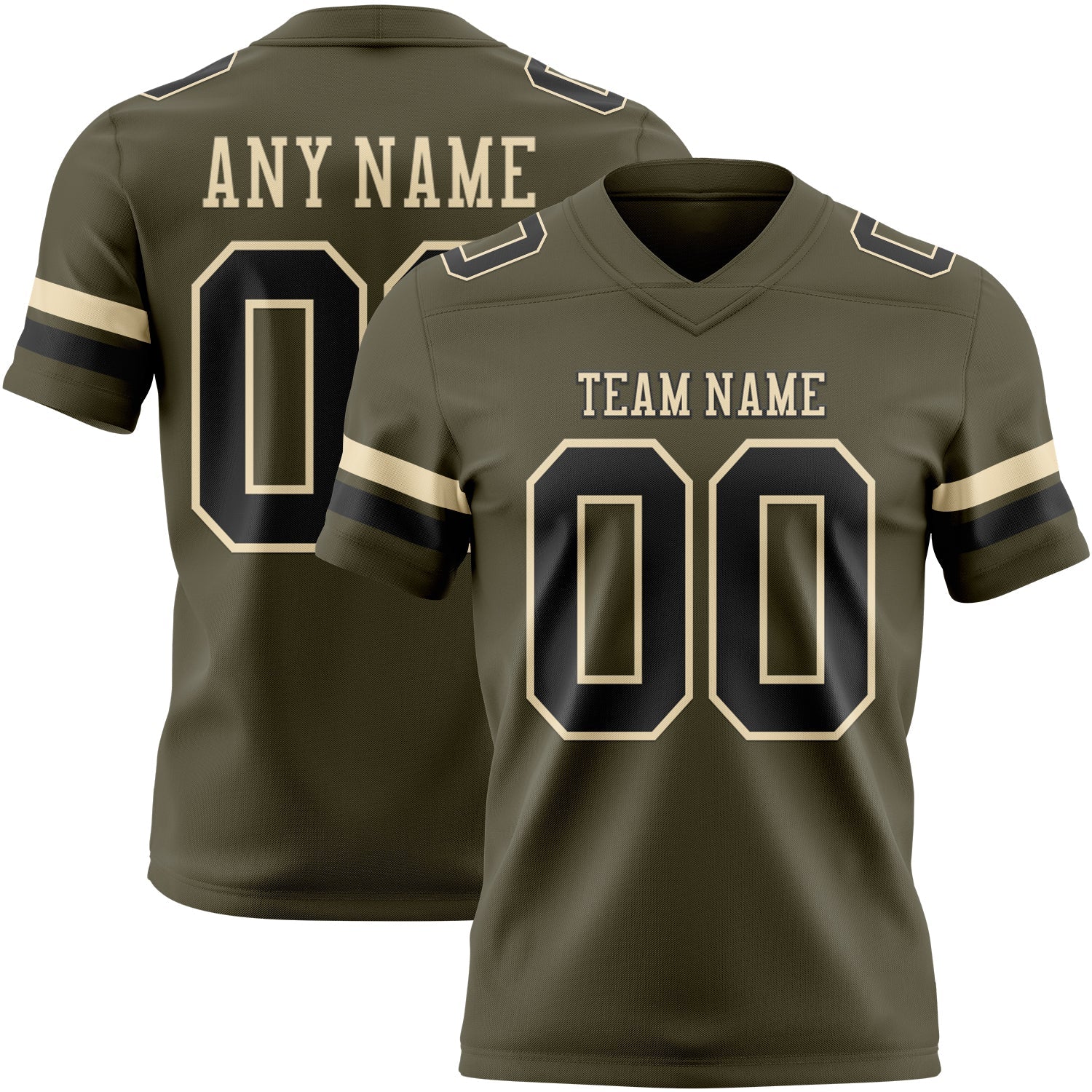 Custom Olive Black-Cream Authentic Salute To Service Football Jersey