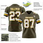 Custom Olive White-Gold Authentic Salute To Service Football Jersey