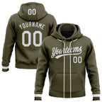 Custom Stitched Olive White-Olive Baseball Pullover Sweatshirt Hoodie