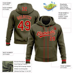Custom Stitched Olive Red-Cream Baseball Pullover Sweatshirt Hoodie