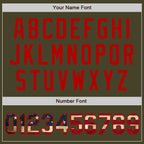 Custom Stitched Olive Vintage USA Flag-Red Baseball Pullover Sweatshirt Hoodie