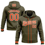 Custom Stitched Olive Orange-White Baseball Pullover Sweatshirt Hoodie