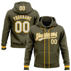 Custom Stitched Olive White-Gold Baseball Pullover Sweatshirt Hoodie